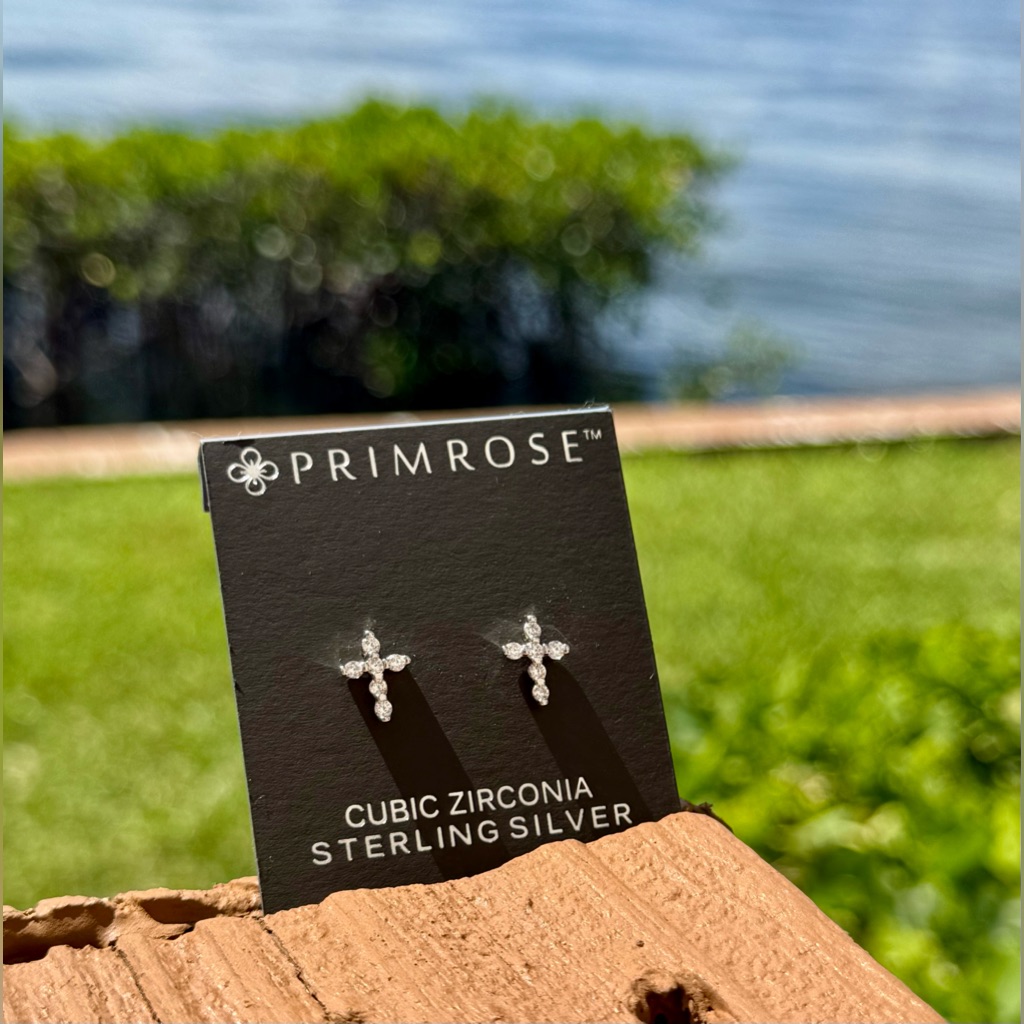 Primrose 925 Sterling SilverCubic Zirconia Cross Stud Earrings Faith Religious 19$